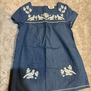 Mini Boden blue  Embroidered Kids Dress 9-10